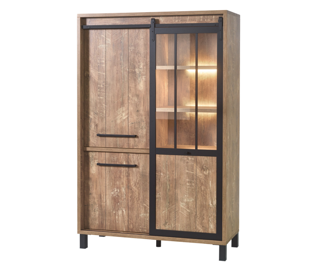 Barkast met hout en glas